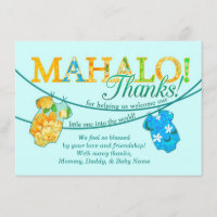 Cartões de agradecimentos de Onsie Luau Mahalo da