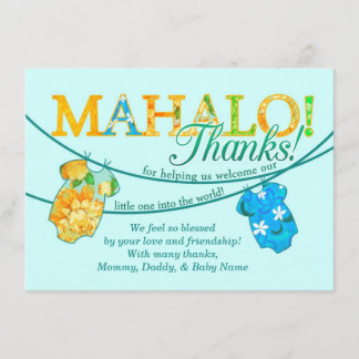Cartões de agradecimentos de Onsie Luau Mahalo da