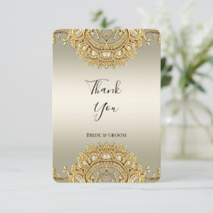 Cartões de agradecimentos de Ornamentado Dourado