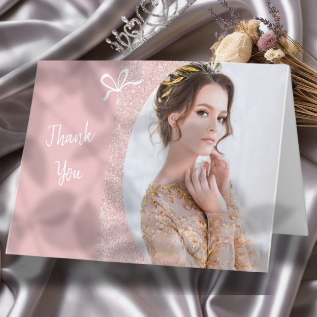 Cartões de agradecimentos de Pageant Glitter Paste (This traditional folded thank you card for pageant titleholders features your photo and custom text)