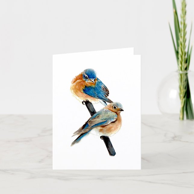 Cartões de agradecimentos de Par Bluebird (Bluebird Pair Thank You Card by Jenn Steffen Art)