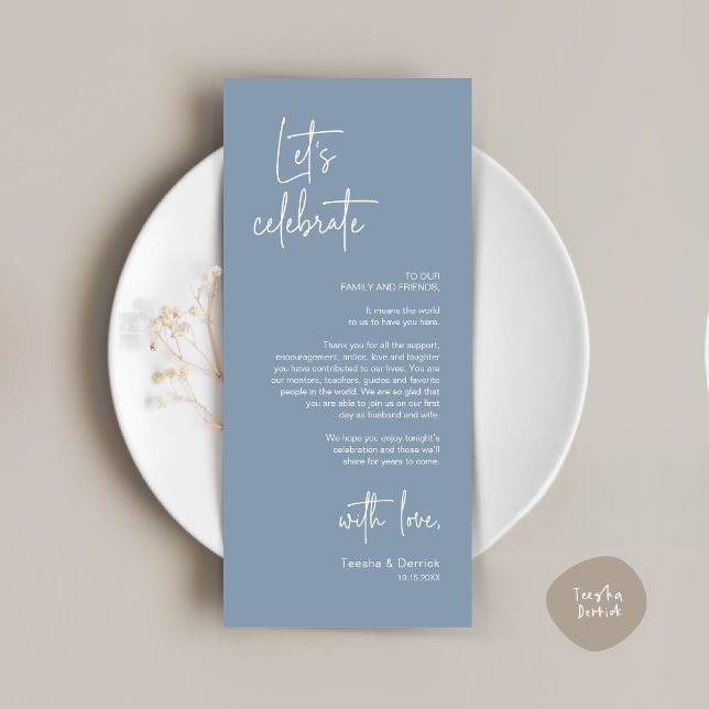 Cartões de agradecimentos de Partido Janto de Defi (Modern Place Setting Dinner Party Thank You Card, Classy Contemporary, Dusty Blue)