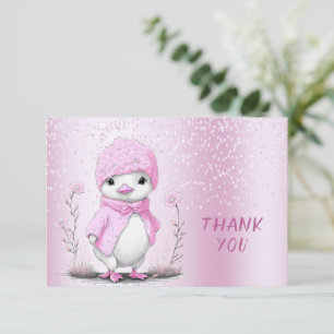 Cartões de agradecimentos de Pato de Aquarela Rosa