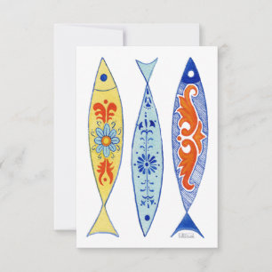 Cartões de agradecimentos De Peixe Pintado Com azu