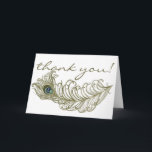 Cartões de agradecimentos De Pêssego Whimsical<br><div class="desc">Peacock Feather Feather Cartões de agradecimentos Ilustração Whimsical de uma pena de ornamentado verde. Este cartões de agradecimentos simples mas clássico é perfeito para casamentos,  chás de fraldas,  chás de panela e outros eventos.</div>