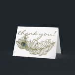 Cartões de agradecimentos De Pêssego Whimsical<br><div class="desc">Peacock Feather Feather Cartões de agradecimentos Ilustração Whimsical de uma pena de ornamentado verde. Este cartões de agradecimentos simples mas clássico é perfeito para casamentos,  chás de fraldas,  chás de panela e outros eventos.</div>