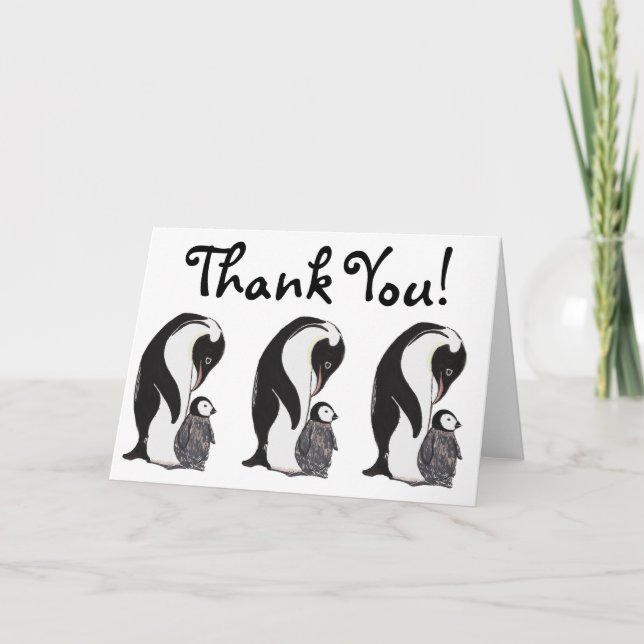 Cartões de agradecimentos de pinguins (Frente)