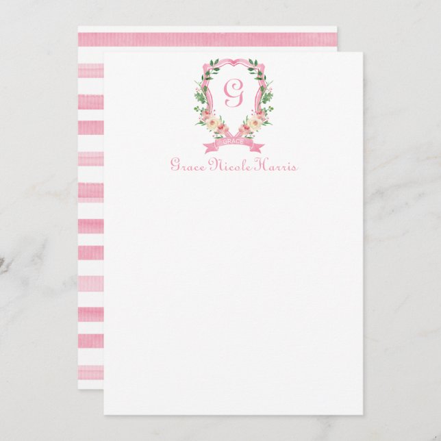 Cartões de agradecimentos De Pó, Floral, Rosa, Mon (Frente/Verso)