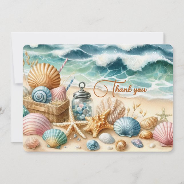 Cartões de agradecimentos de praia personalizado (Frente)