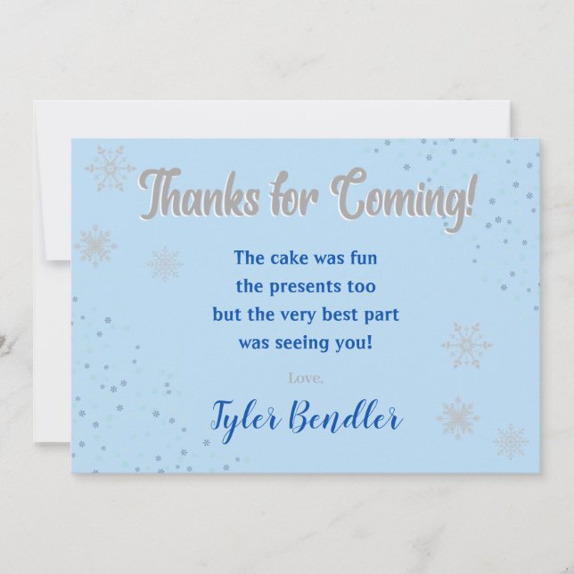 Cartões de agradecimentos de primeiro aniversario  (Frente)