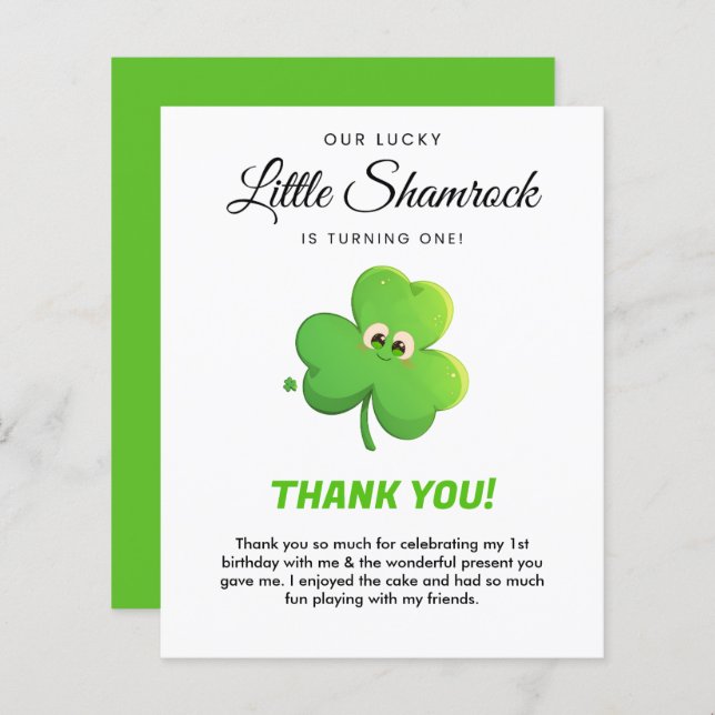 Cartões de agradecimentos de primeiro aniversario  (Frente/Verso)