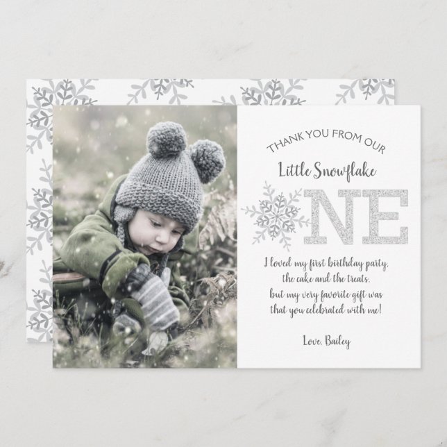 Cartões de agradecimentos de primeiro aniversario  (Frente/Verso)