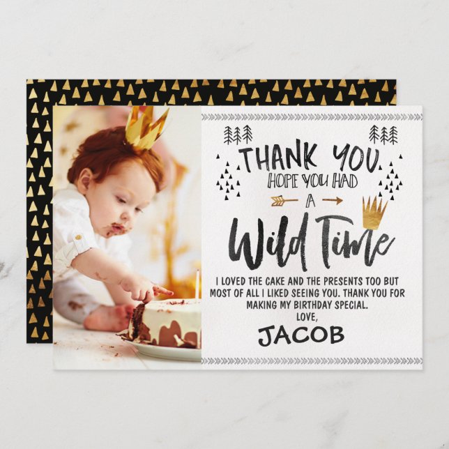 Cartões de agradecimentos de primeiro aniversario  (Frente/Verso)