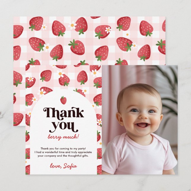 Cartões de agradecimentos de primeiro aniversario  (Frente/Verso)