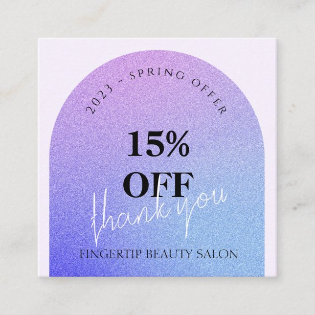 Cartões de agradecimentos de Promo Salão de Bela L (Frente)