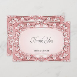 Cartões de agradecimentos de Quadro Floral Rosa