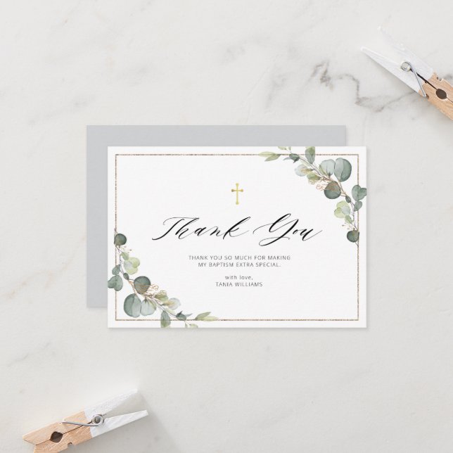 cartões de agradecimentos de quadros elegante do e (Frente/Verso In Situ)