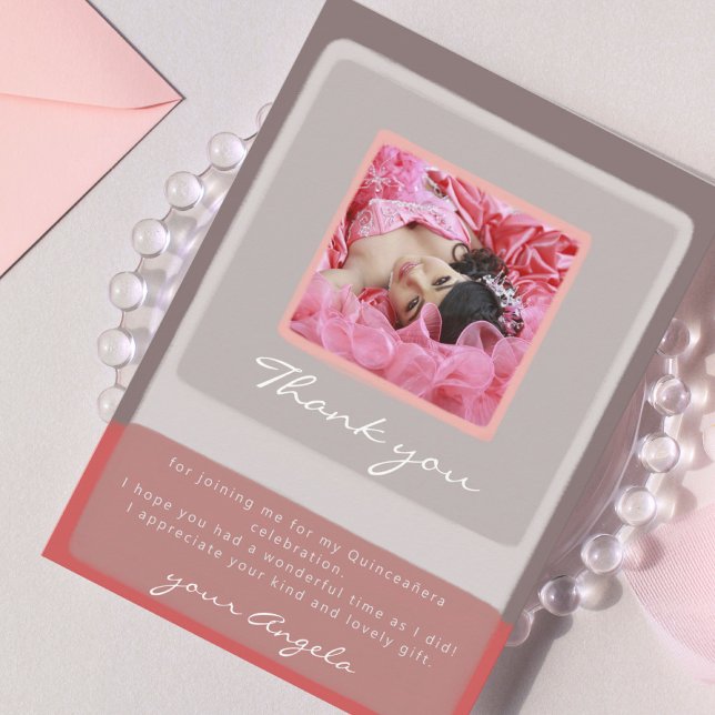 Cartões de agradecimentos de Quinceañera com fotog (Criador carregado)