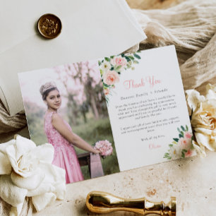 Cartões de agradecimentos de Quinceañera, cor-de-r