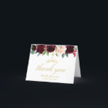 cartões de agradecimentos de quinceanera floral bu<br><div class="desc">um design floral adorável com lindas flores de burgundy. O texto e a mensagem podem ser personalizados.</div>