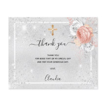 Cartões de agradecimentos de rosa de ouro prateado