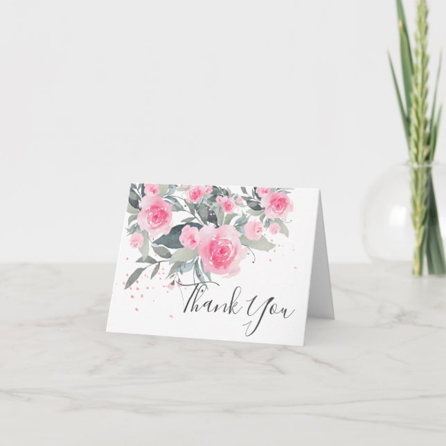 Cartões de agradecimentos de Rosas de Blushing Wat (Frente)