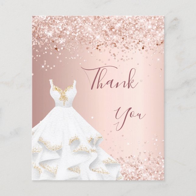 cartões de agradecimentos de roupa branca rosa (Frente)
