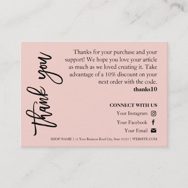 Cartões de agradecimentos de Script Chic Rosa de C (Frente)