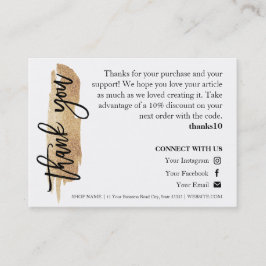 Cartões de agradecimentos de Script Gliter Dourado