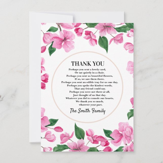 Cartões de agradecimentos de Simpatia Floral Rosa (Verso)