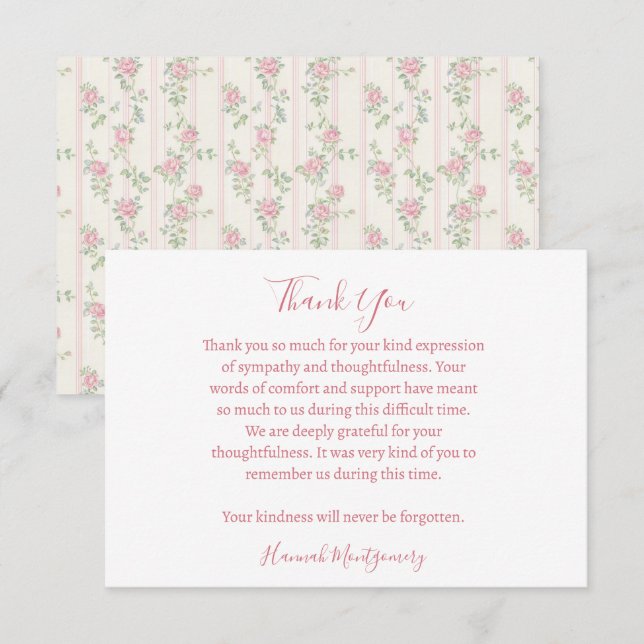 Cartões de agradecimentos de Simpatia Funeral de C (Frente/Verso)