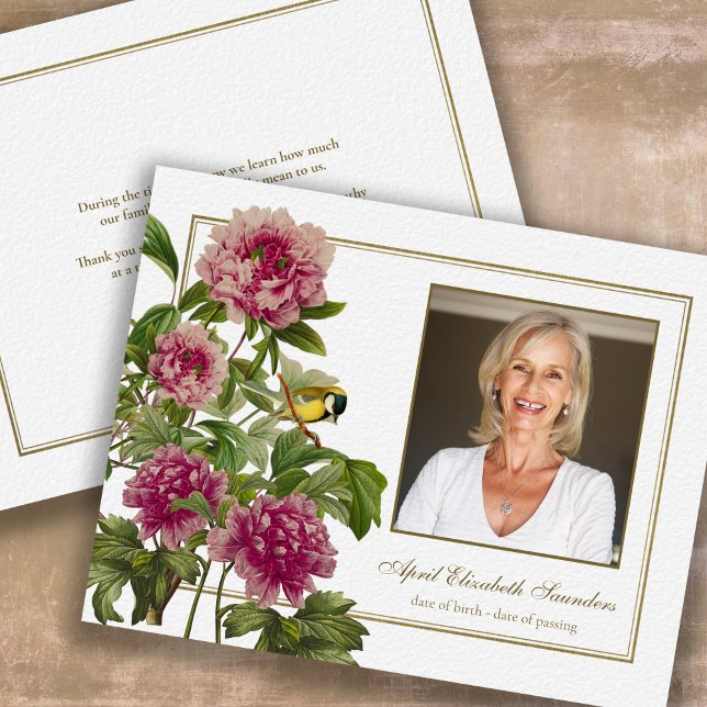 Cartões de agradecimentos de Simpatia por Foto Flo (Botanical Peony Luxury Bereavement Memorial Sympathy Funeral Thank You Card)