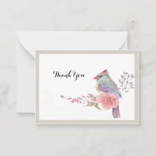 Cartões de agradecimentos de soleira de aves cardi