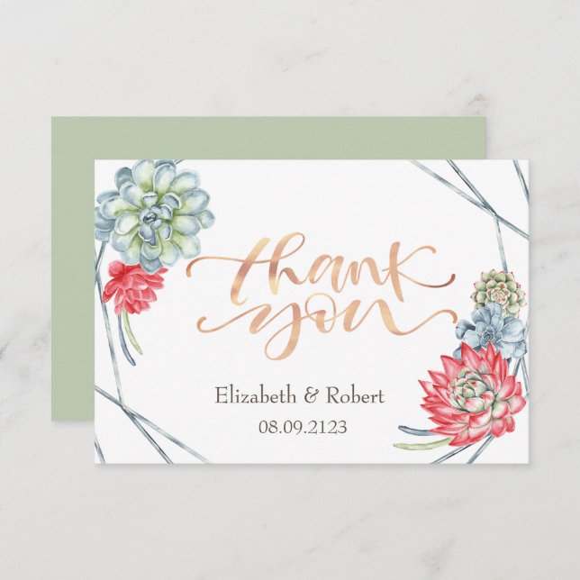 Cartões de agradecimentos de Succultos Vermelhos d (Frente/Verso)