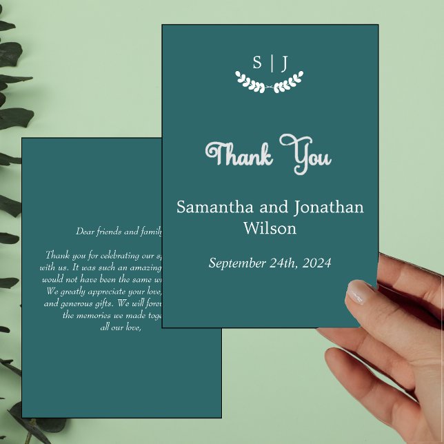 Cartões de agradecimentos de Tom de Joia Verde Mon (Criador carregado)