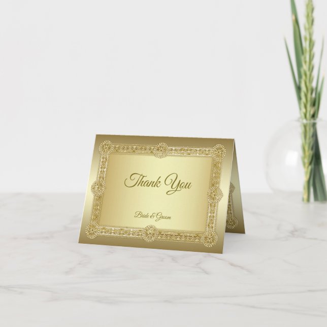 Cartões de agradecimentos decorativo Dourado (Frente)