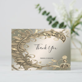 Cartões de agradecimentos Decorativo Dourado Elega