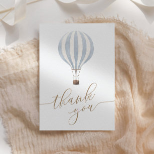 Cartões de agradecimentos do balão de ar quente az