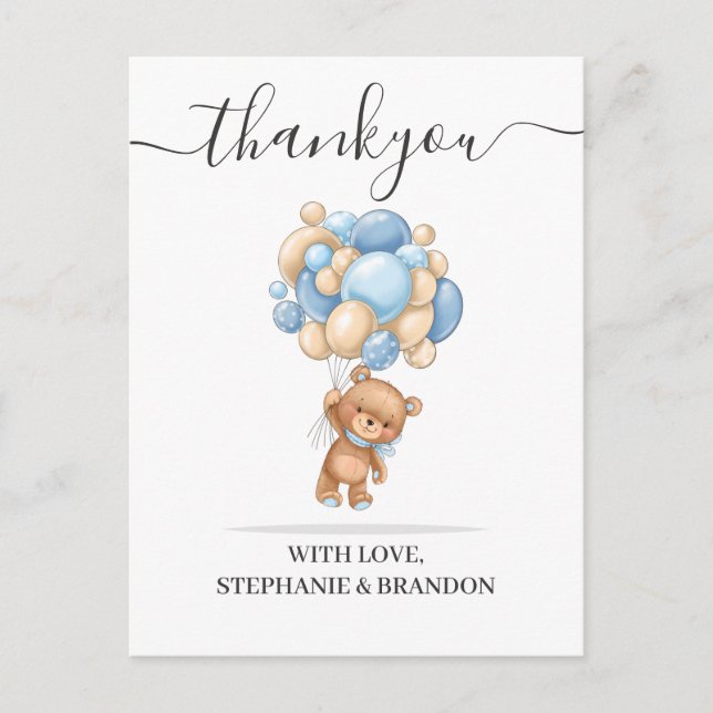 Cartões de agradecimentos do Balão do Urso de Tedd (Frente)