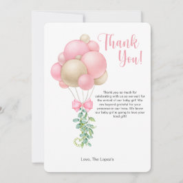 Cartões de agradecimentos do balão rosa minimalist