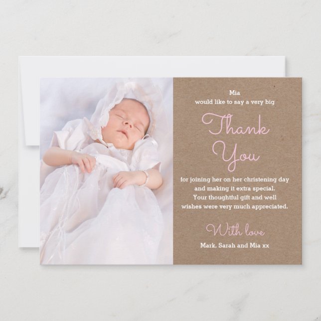 Cartões de agradecimentos do batismo/baptismo da (Frente)