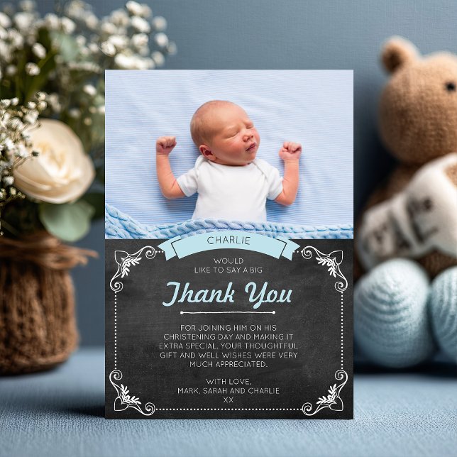 Cartões de agradecimentos do batismo/baptismo do (A big thank you. Express your gratitude with this sweet christening thank you card.)