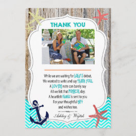 Cartões de agradecimentos do chá de fraldas