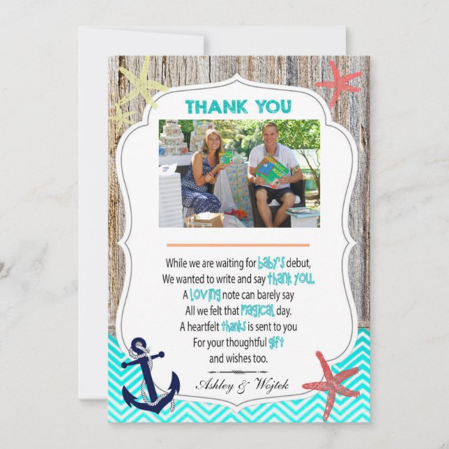 Cartões de agradecimentos do chá de fraldas (Frente)