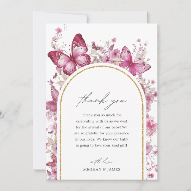 Cartões de agradecimentos do Chá de fraldas da bor (Frente)