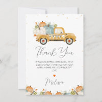 Cartões de agradecimentos do Chá de fraldas de car