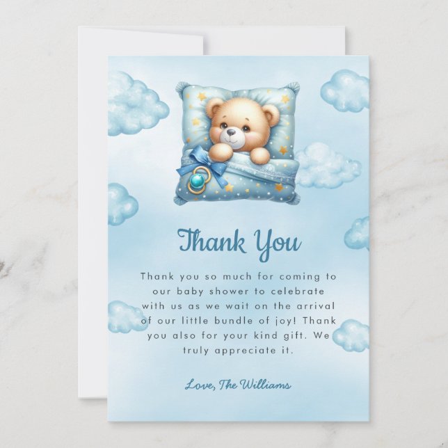 Cartões de agradecimentos do Chá de fraldas do Urs (Frente)