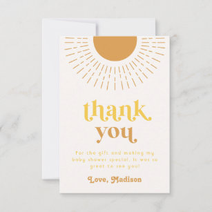 Cartões de agradecimentos do Chá de fraldas Sun   