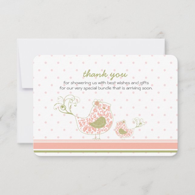 Cartões de agradecimentos do chique do pássaro de (Frente)