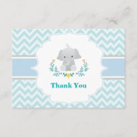 Cartões de agradecimentos do elefante do bebê